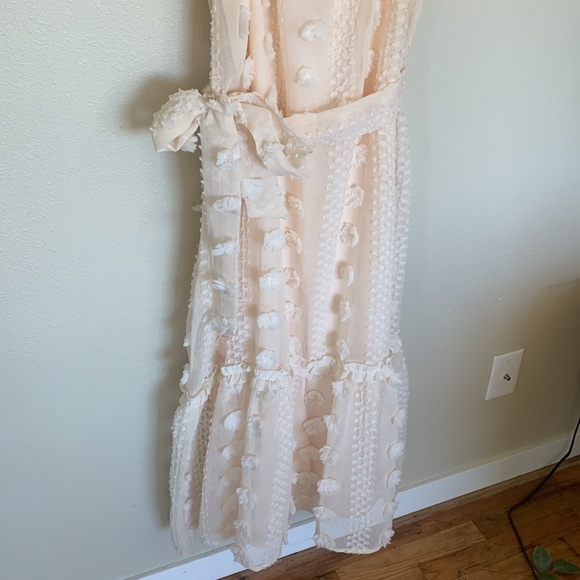 Meet You There Cream White Swiss Dot Midi Dress size large - Picture 8 of 12